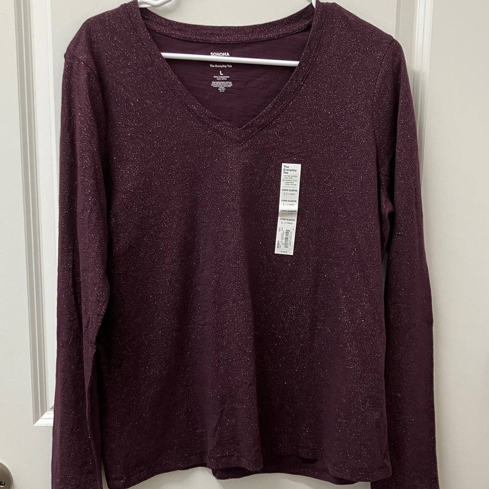 NWT Sonoma Goods For Life Long Sleeve Tee, VNeck, Large